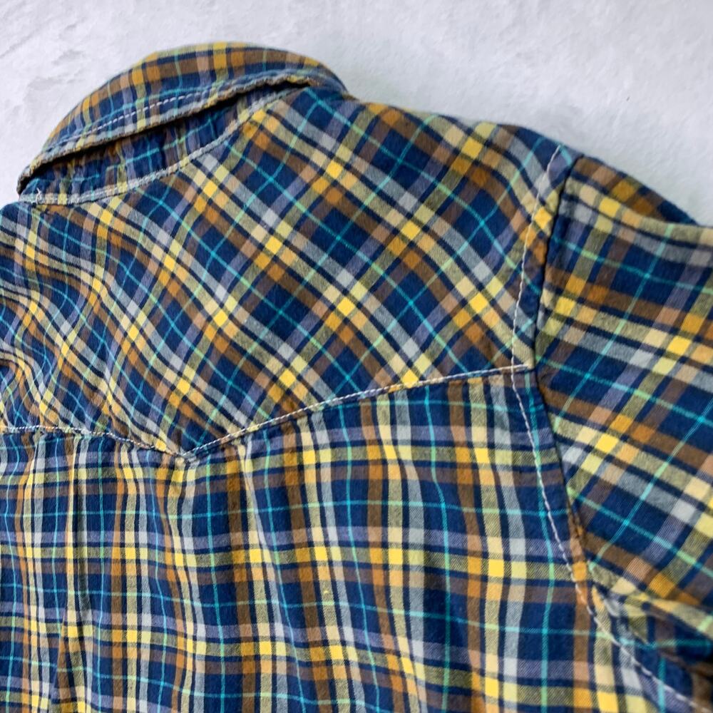 Genuine Kids Boys 2T Pearl Snap Tyle Western Shirt Short Sleeve Cotton Plaid - Picture 4 of 6